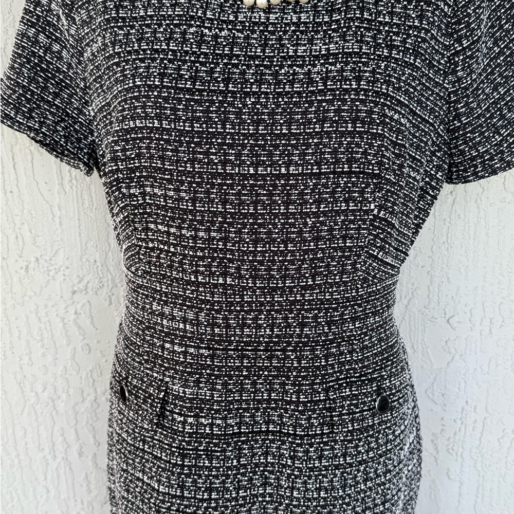 Ann Taylor Black and White Textured Midi Dress